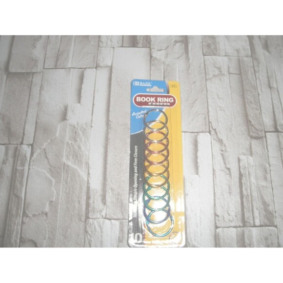 NEW, by BAZIC, BOOK RING METAL MULTI-COLOR, (PACK OF 10) 1" ROUND - Picture 7 of 9